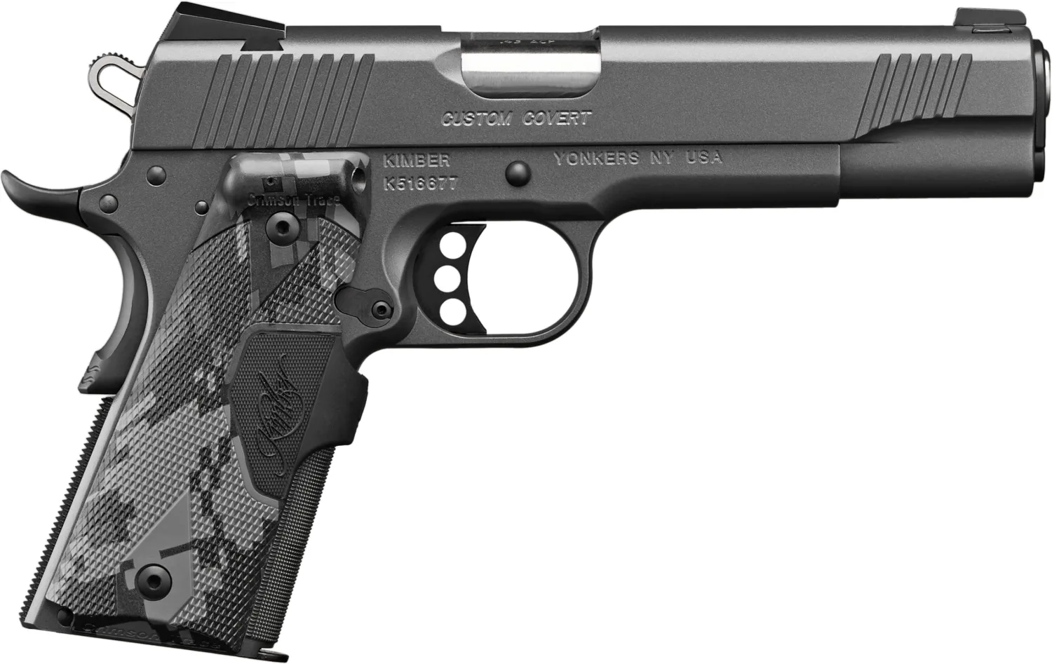 Kimber Custom Covert 45ACP 5-inch barrel 7+1 capacity tactical pistol with Crimson Trace grips