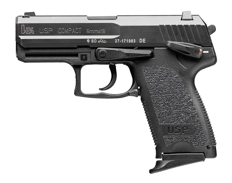 HK USP9 Compact V1 DA/SA 9mm Luger Pistol with 13+1 Capacity and Safety Lock