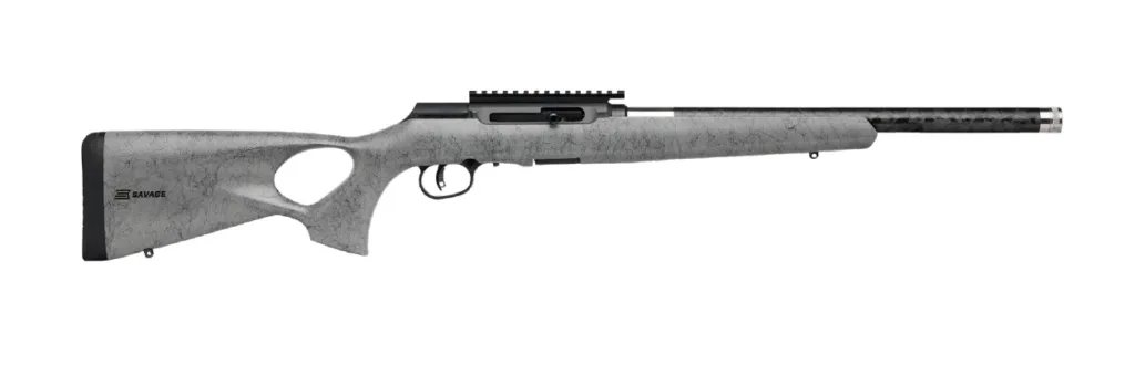 Savage Arms A22 Timberlite Thumbhole Rifle .22 LR with 10rd Magazine and 18" Threaded Barrel in Grey Black Spiderweb Finish