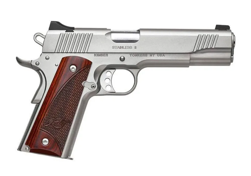 Kimber Stainless II 10mm Pistol with brushed stainless steel finish and 5" barrel