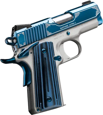 Kimber Sapphire Ultra II 9mm Pistol with Blue and Silver Engravings and Night Sights